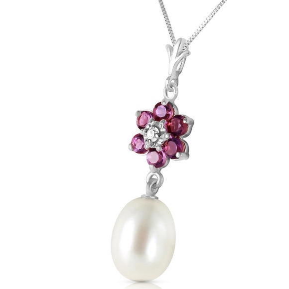 Galaxy Gold Products Jewelry - NECKLACE W/NATURAL PEARL, AMETHYST & DIAMOND